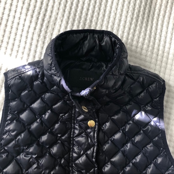 J Crew Shiny Quilted Field Vest Size Small Navy - Picture 4 of 6